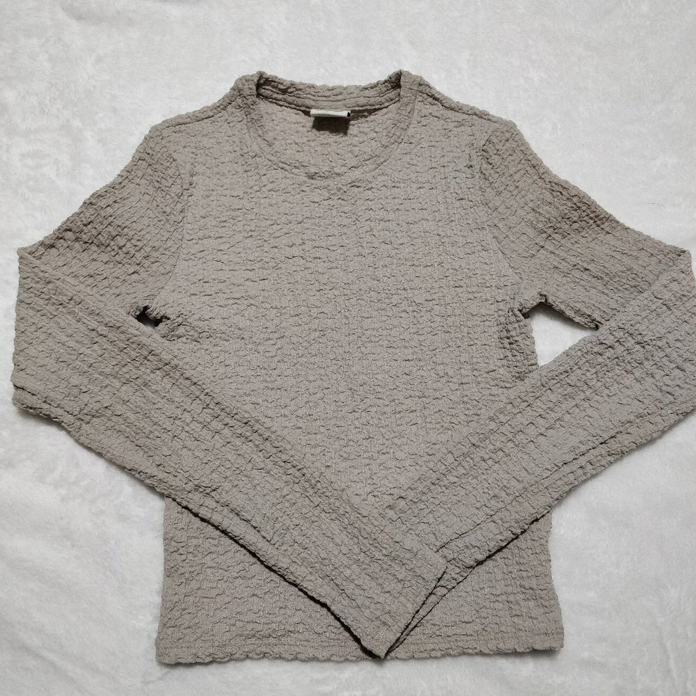 NWOT Abercrombie & Fitch Shirred Grey Long Sleeve Shirt - US XXS